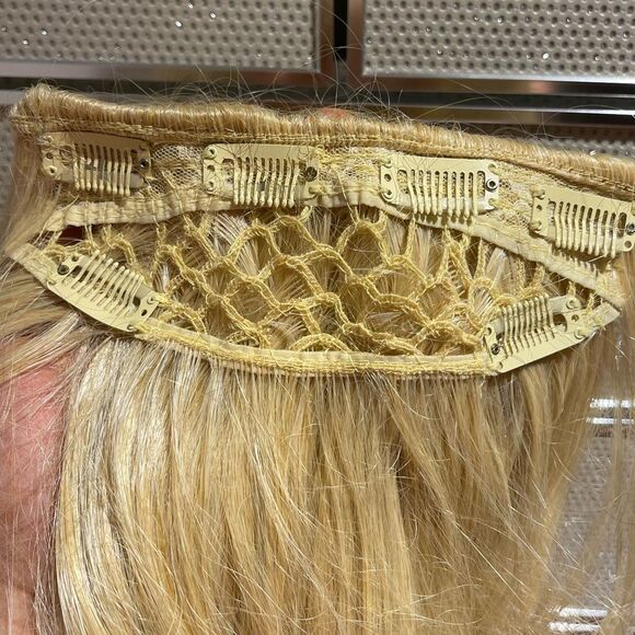 14” straight wavy clip wig blonde hair extensions for women - Picture 9 of 11